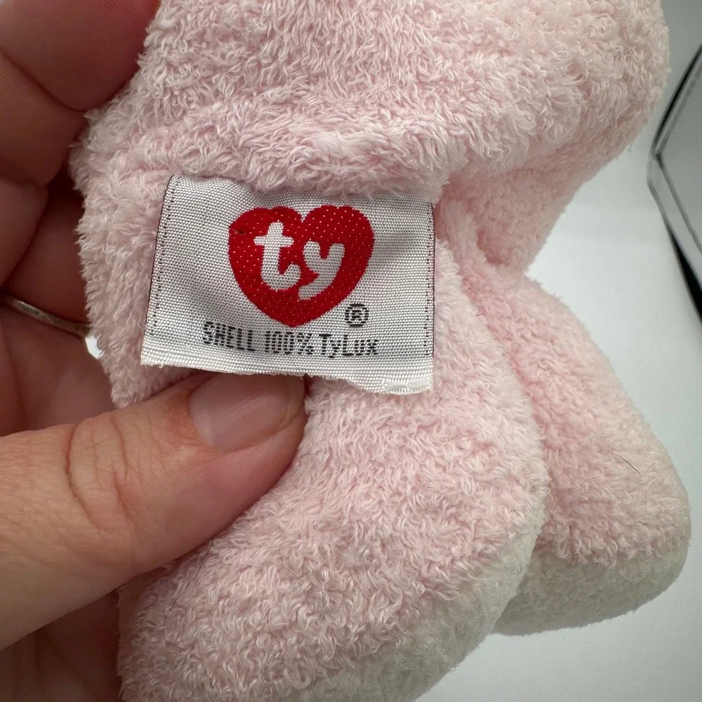 TY Pluffies Pinks Teddy Bear Plush MWMT Retired 2006 Stuffed Animal Toy Tags